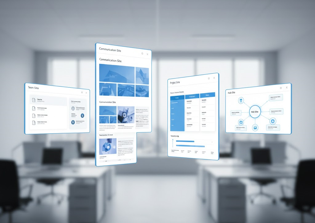 SharePoint sites visualization on floating screens